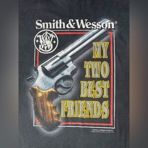 Vintage 1992 3D Emblem Smith & Wesson T-Shirt sz XL Black Single Stitch